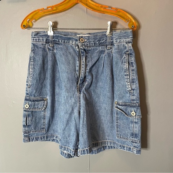Bill Blass Denim Women's High Waisted Cargo Shorts size 10 vintage - Picture 1 of 10